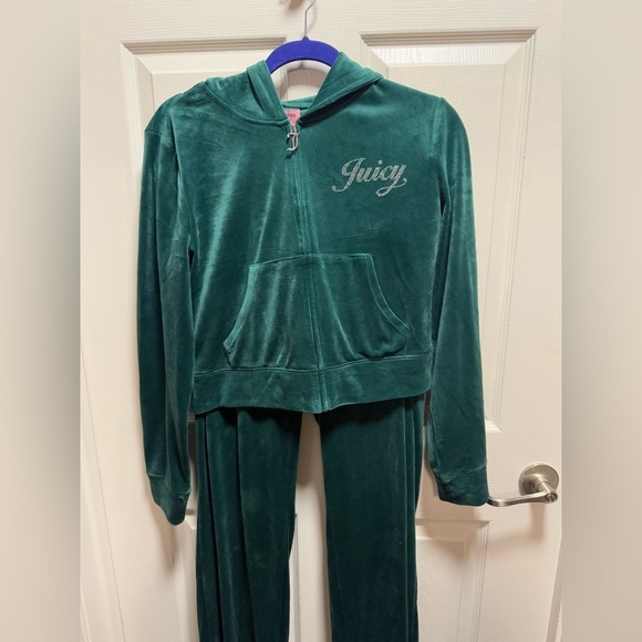 Juicy Couture Pants - Juicy Couture Women's Evergreen Green Velour Hoodie & Pants Set size L